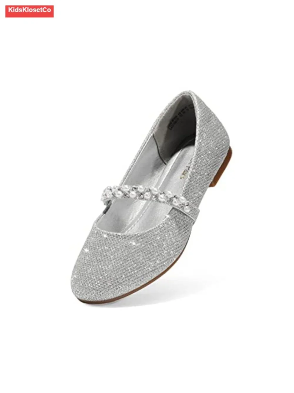 Girls Mary Jane Flats Faux Pearl Straps Non-Slip TPR Sole Wedding Party Dress